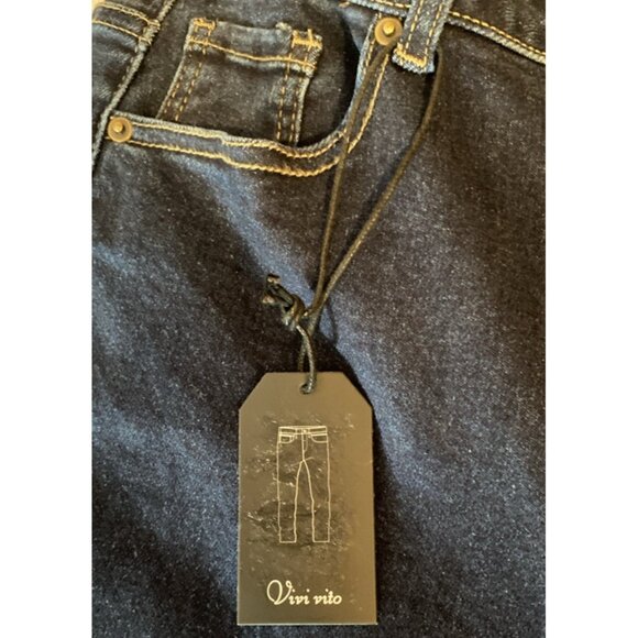 Vivi Vito Women's Stretch Denim Jeans Size 11 High Rise Straight Leg Open Knee - Picture 7 of 12